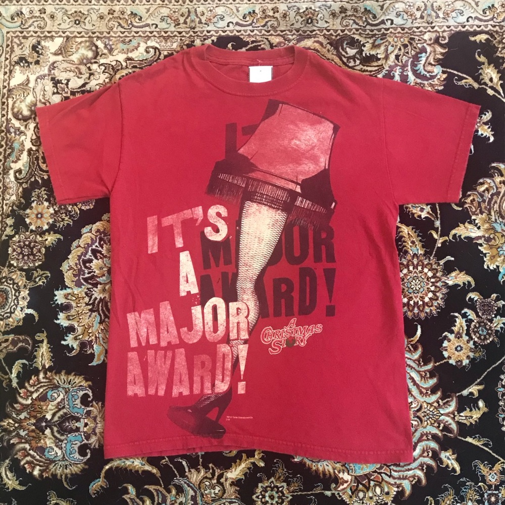 A CHRISTMAS STORY MAJOR AWARD LEG LAMP T-Shirt Men’s Sz Small Graphic Tee (Red)